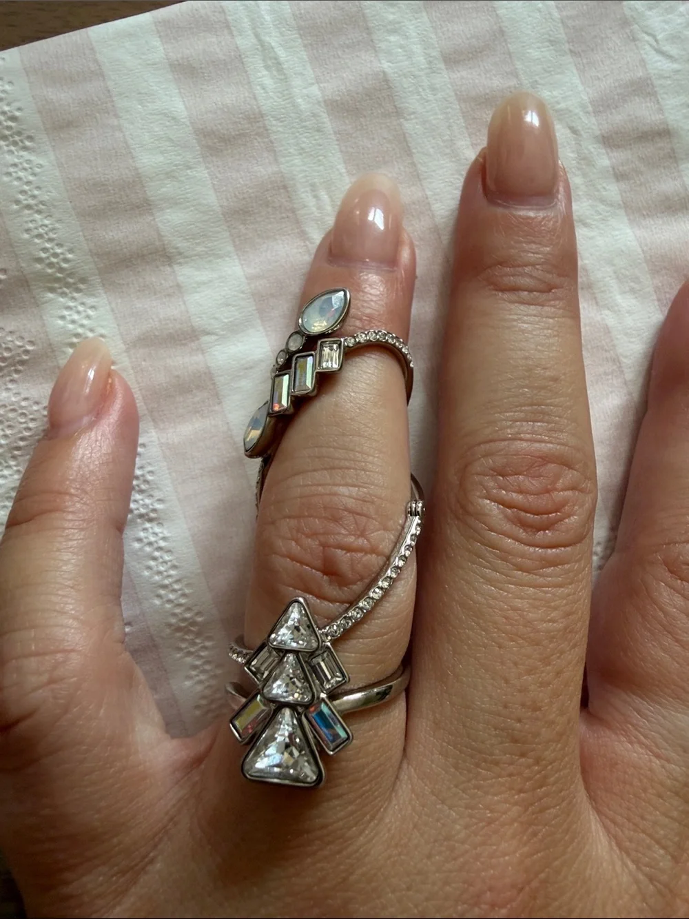 Swarovski Silver Crystal Geometric Statement Ring - Women Jewelry